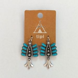 Tipi Navajo Inspired Silver and Turquoise Drop Earrings